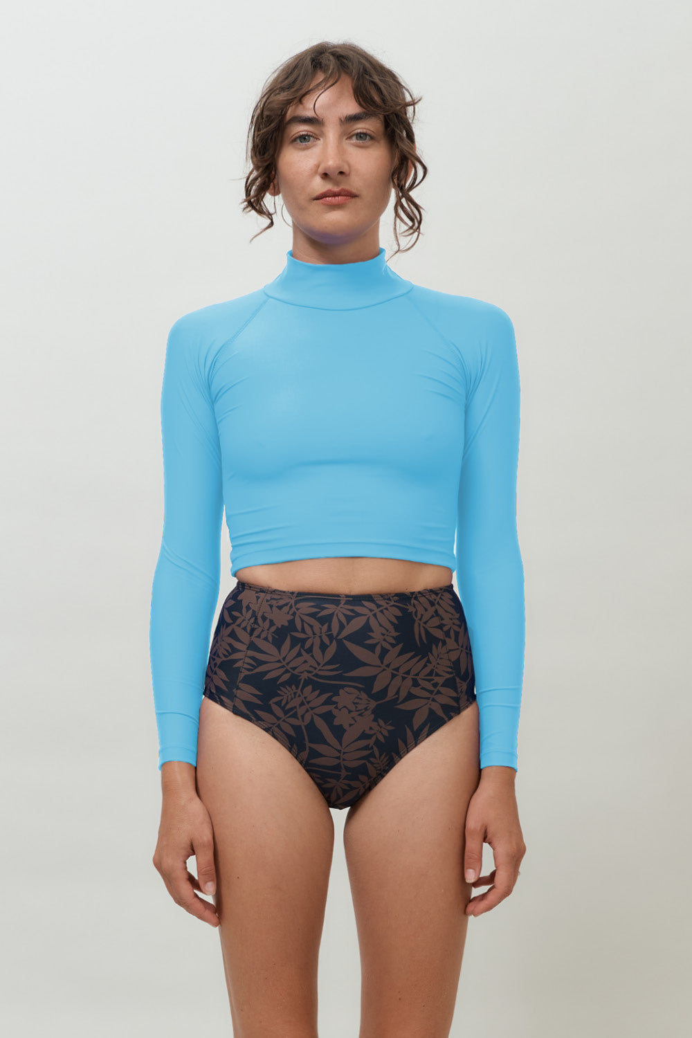 Hakea | Women's Long Sleeve Rash Top High Neck in Lake Blue