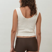 Lucia Shirred Tank | Cream