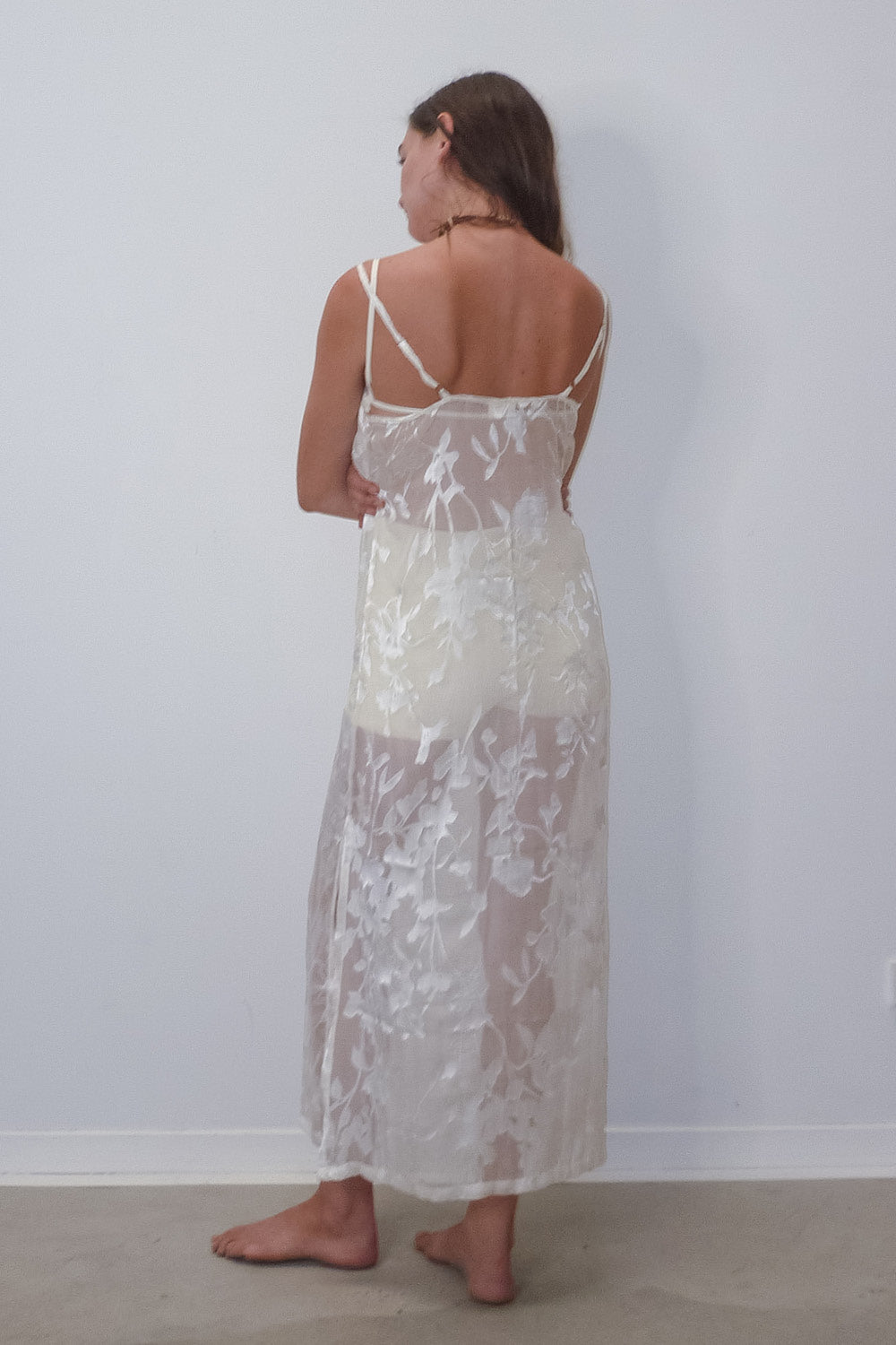 Sheer Slip Dress | White Leaf