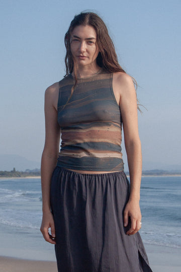 Anna Printed Tank | Wood Grain